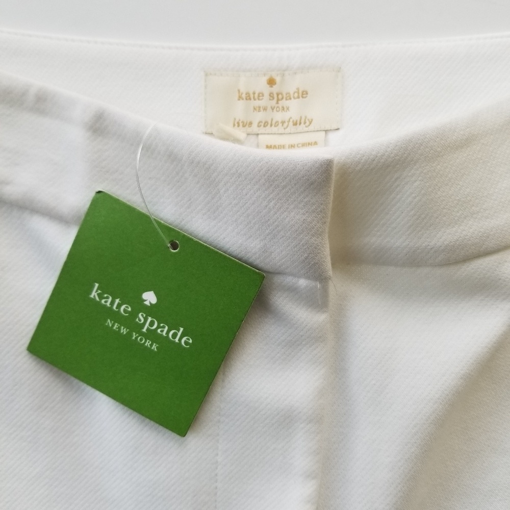 New KATE SPADE White Straight Leg Cropped Pants. - Picture 2 of 6